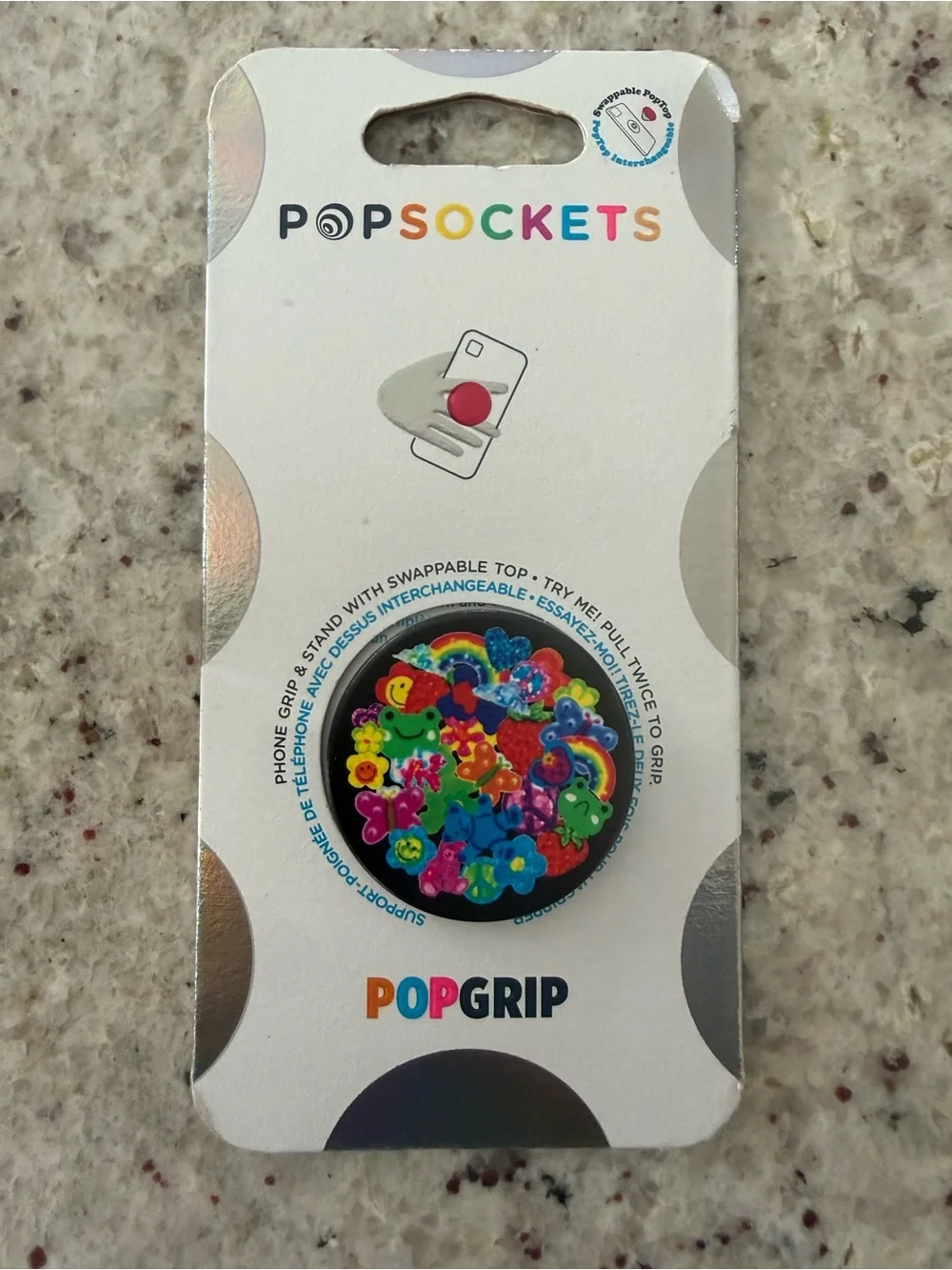 NEW! PopSockets PopGrip Phone Grip with Colorful Floral Design - Black Base